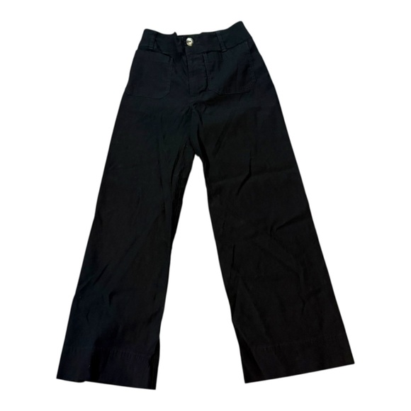 Anthropologie Maeve The Collette Linen Edition Sz 32 Black Wide Leg Cropped - Picture 2 of 7